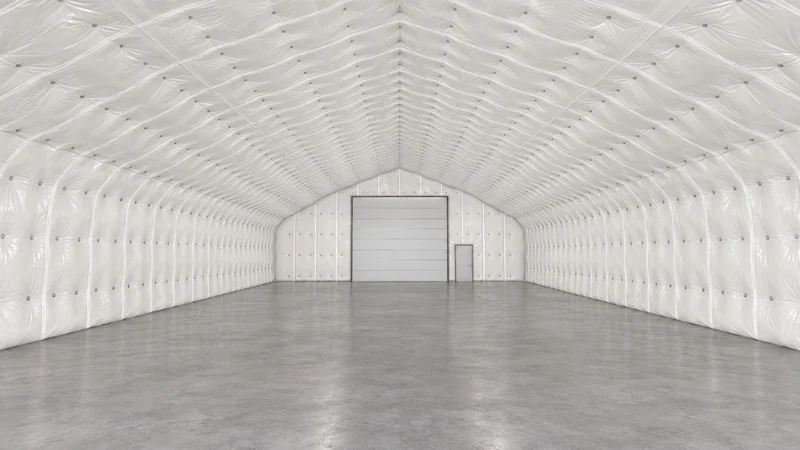 Illustrated 50-foot-wide MAX interior with vinyl-enclosed insulation, taped 4-foot courses and galvanized self-locking washers