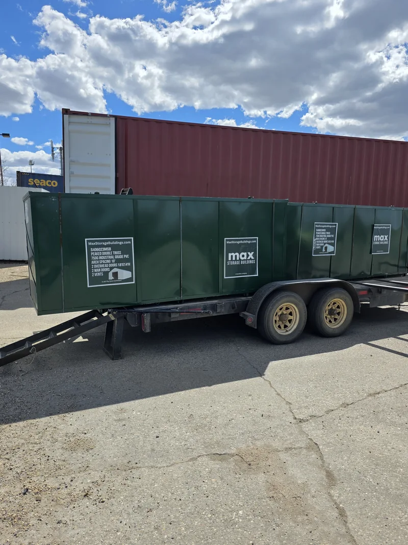 MAX component packages secured on a delivery trailer